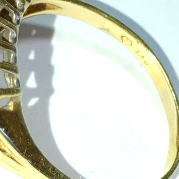 Vintage 3row diamond cluster 14K gold ring 7 1/2 - Picture 2 of 10